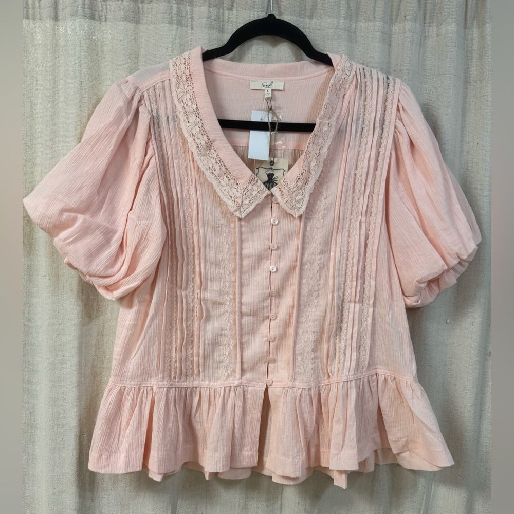 Baby Pink Button Up Blouse - By Easel